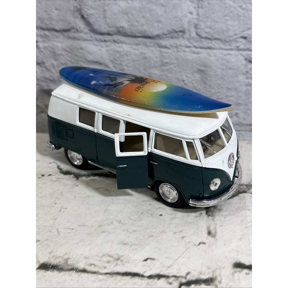Kinsmart Volkswagen‎ Classical Bus 1962 Hawaii Surfboard 1:32 Diecast Van Green
